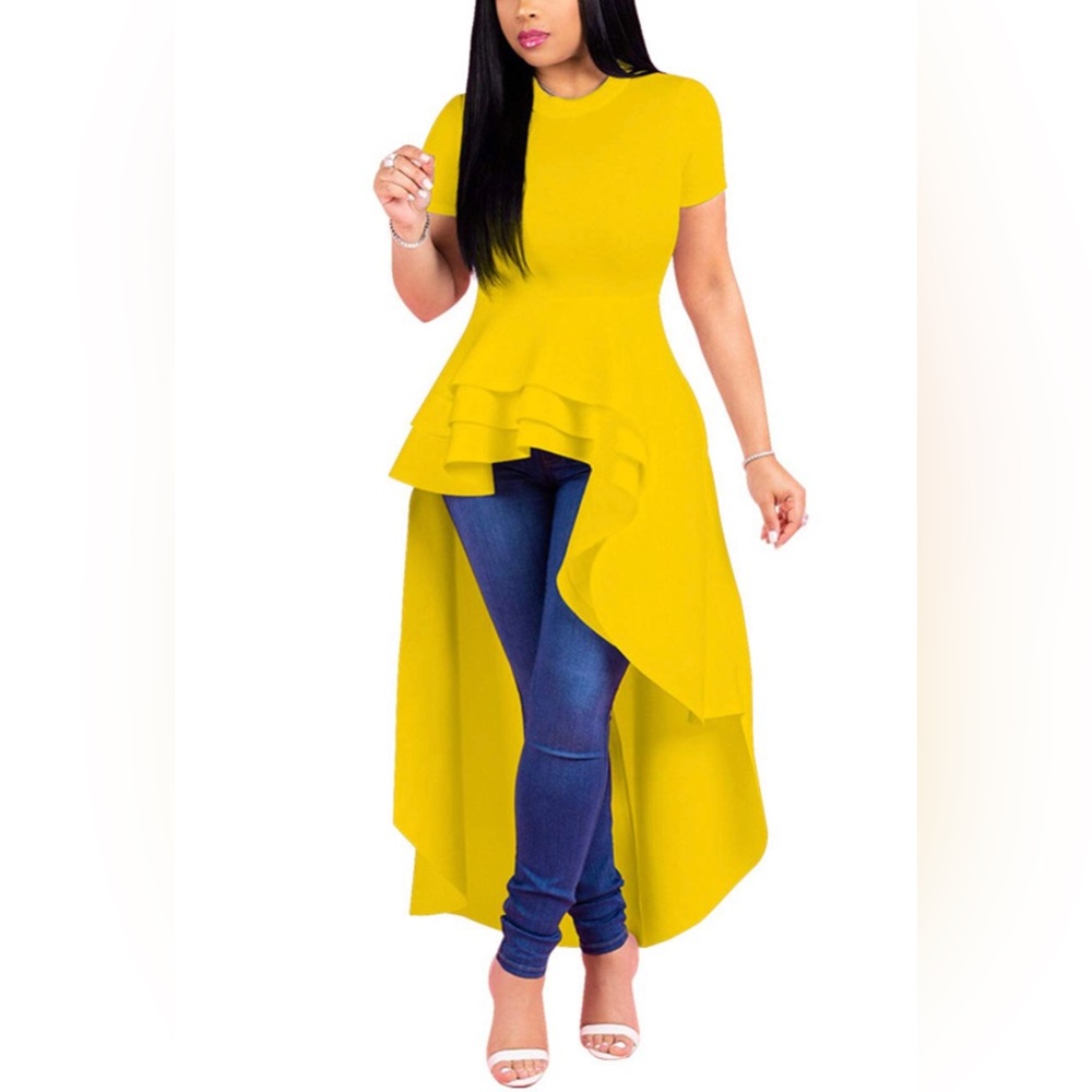 Elegant Yellow High Low Dress